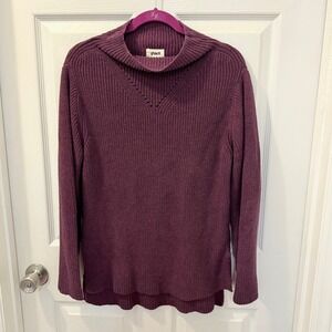 Pact Organic Cotton Size S Women's Fisherman Knit Tunic Sweater Mock Neck Purple